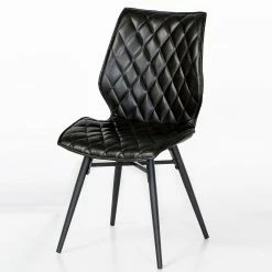 Kunstleder Stuhl Rappan In Schwarz Rautiert Gesteppt (2er Set)