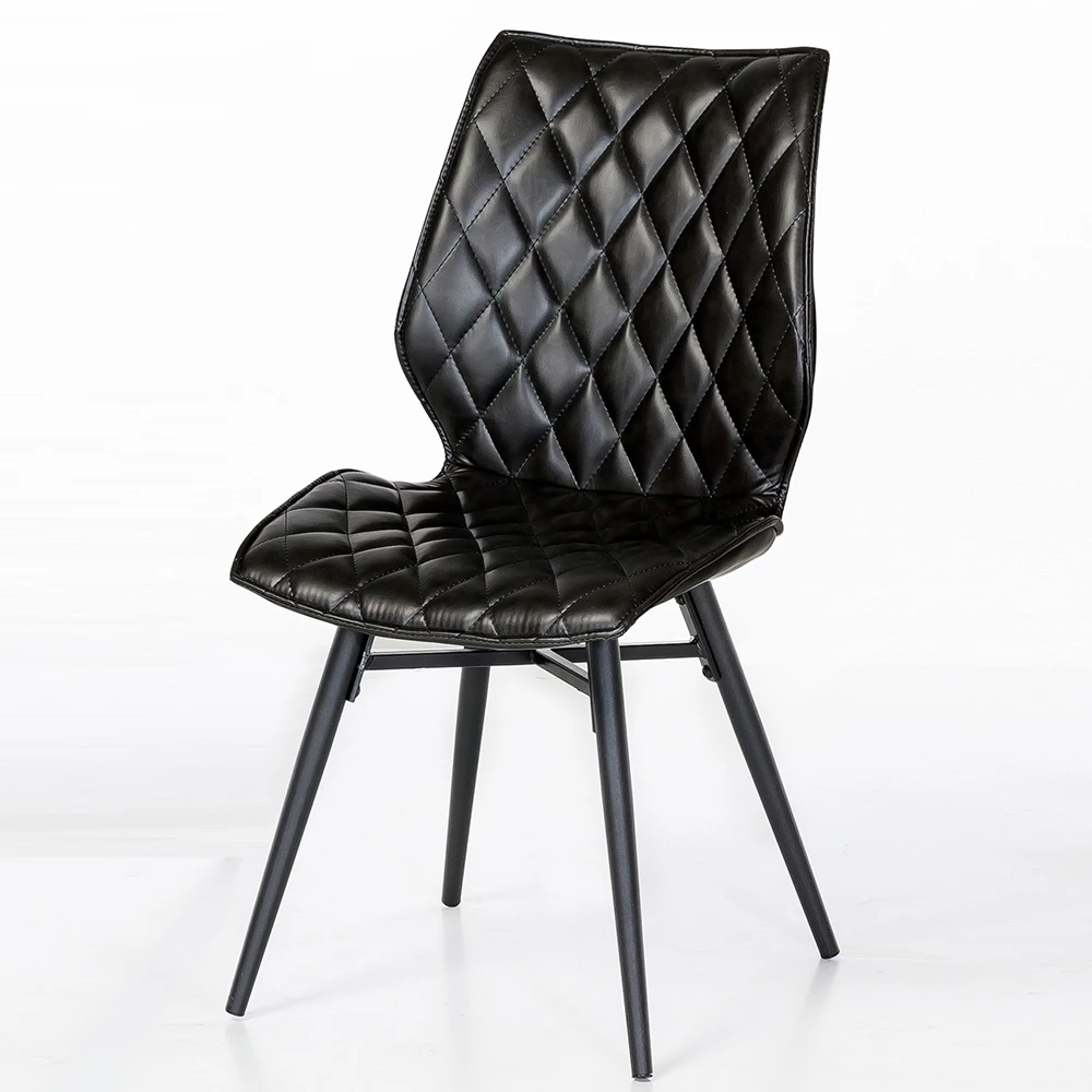 Kunstleder Stuhl Rappan In Schwarz Rautiert Gesteppt (2er Set)