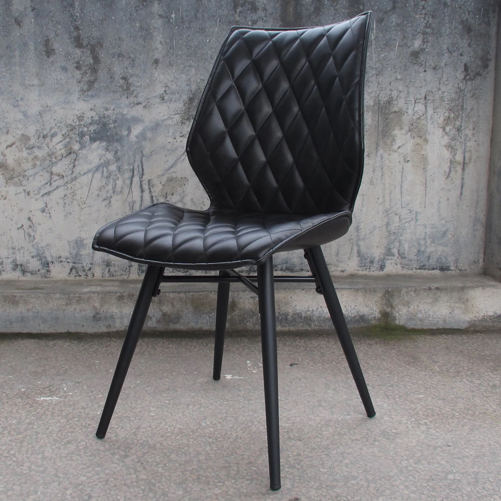 Kunstleder Stuhl Rappan In Schwarz Rautiert Gesteppt (2er Set) - Image 2