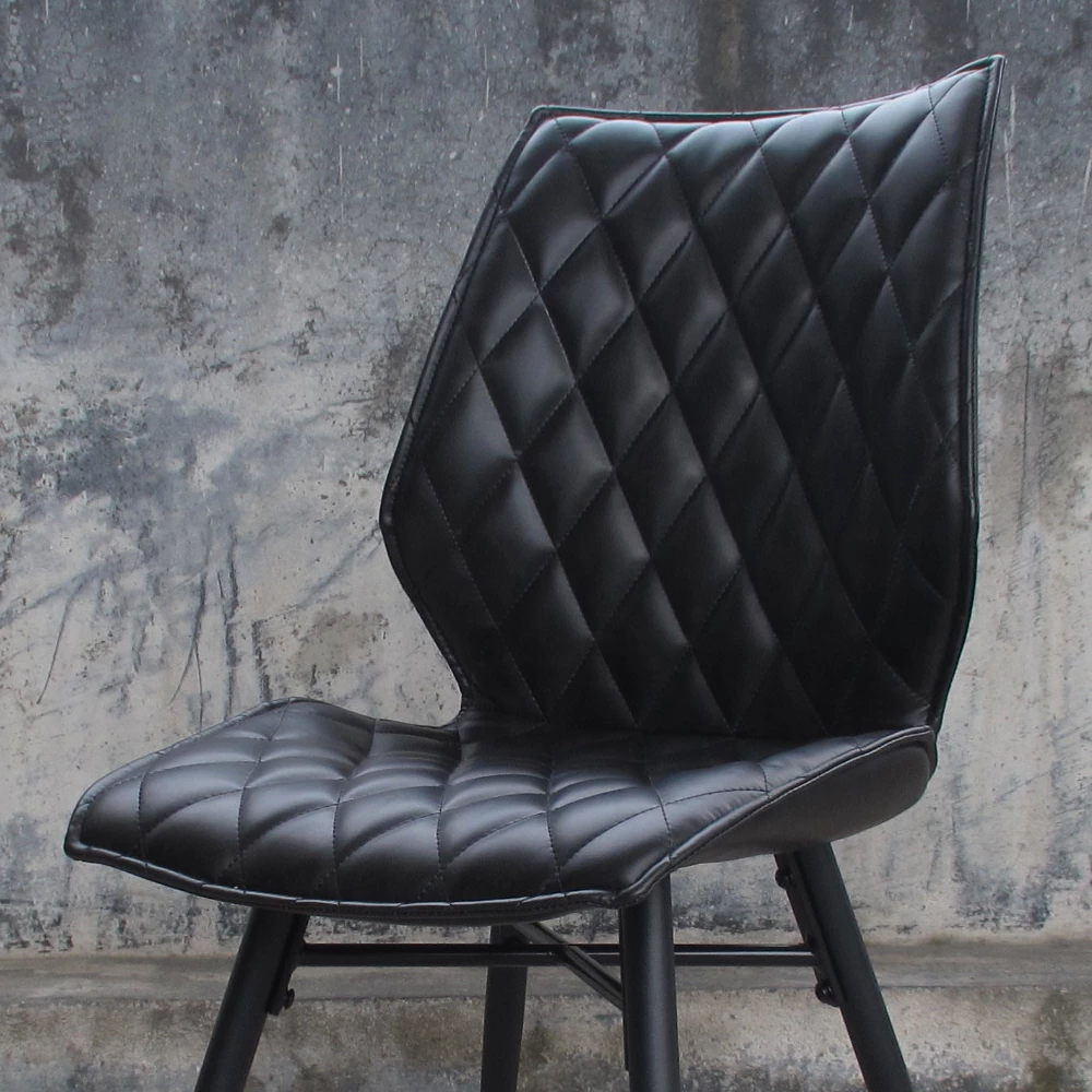 Kunstleder Stuhl Rappan In Schwarz Rautiert Gesteppt (2er Set) - Image 4