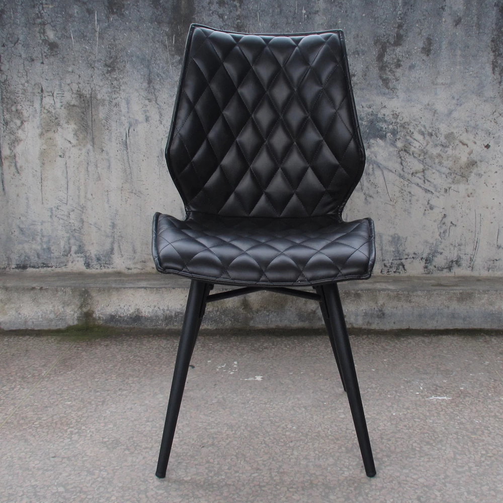 Kunstleder Stuhl Rappan In Schwarz Rautiert Gesteppt (2er Set) - Image 6