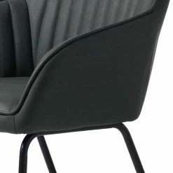 Kunstleder Tischsessel In Dunkelgrau - Jeff (2er Set) -Malott-Shop kunstleder tischsessel in dunkelgrau mit buegelgestell schwarz jeff 04