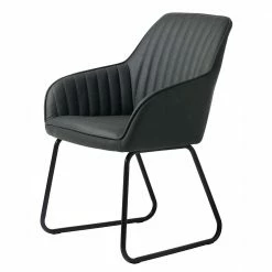 Kunstleder Tischsessel In Dunkelgrau - Jeff (2er Set)