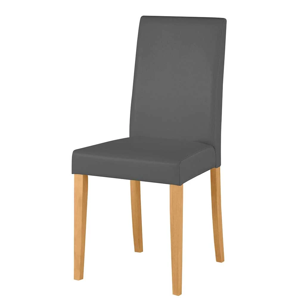 Kunstlederstühle In Grau & Kiefer - Miragda (2er Set)