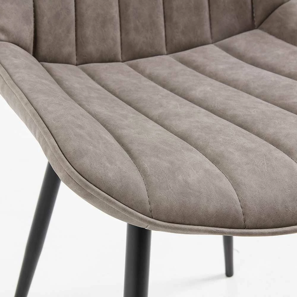 Kunstlederstühle in Grau & Schwarz - Garamba (2er Set) Kunstlederstühle In Grau & Schwarz - Garamba (2er Set) -Malott-Shop kunstlederstuehle in grau schwarz stahlgestell garamba 04