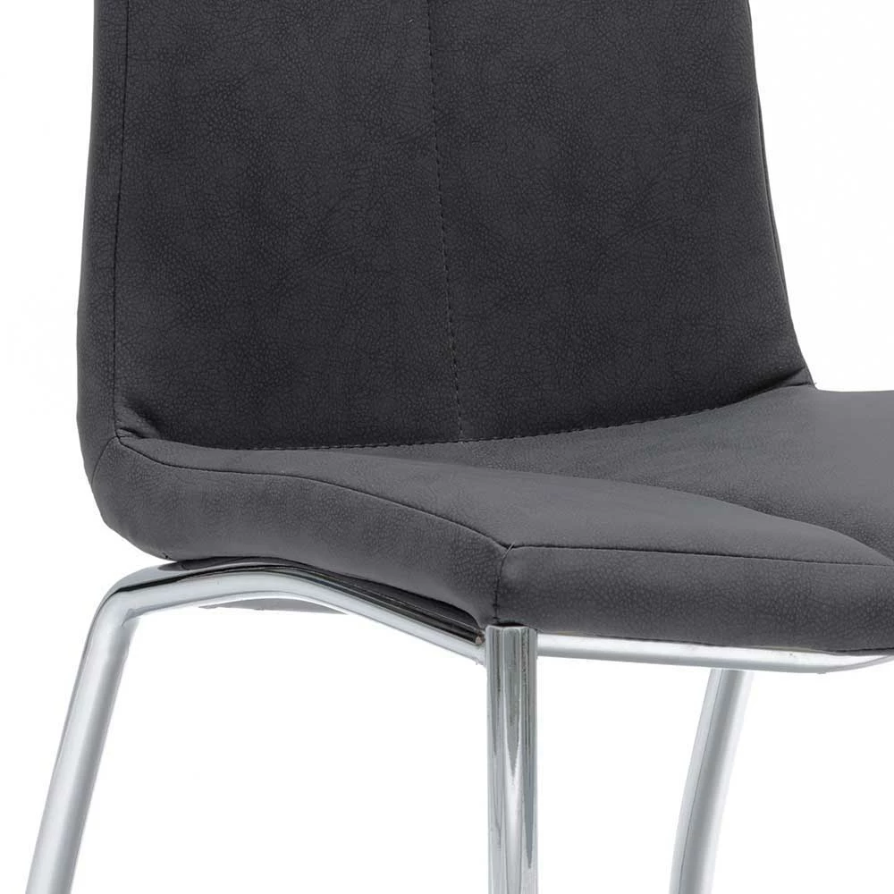 Kunstlederstühle In Vintage Grau Liverpool & Chrom (4er Set) - Image 4