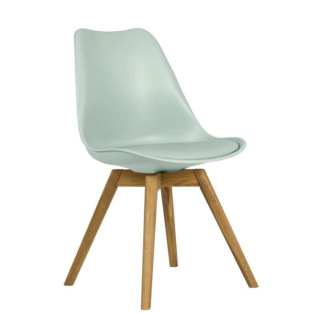 Kunststoff-Schalenstuhl In Graugrün Mit Kunstleder Orcia & Eiche Beinen (2er Set)