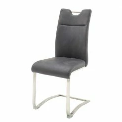 Leder Freischwinger In Grau - Useda (2er Set)