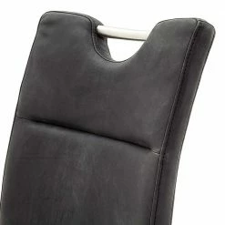 Leder Schwingstuhl In Anthrazit - Santyra (2er Set) -Malott-Shop leder schwingstuhl in anthrazit mit edelstahl gestell santyra 05