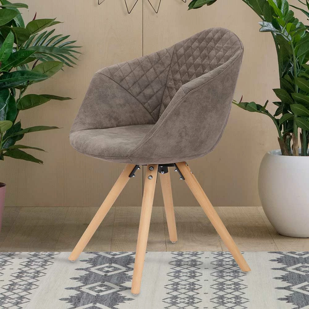 Moderner Esstisch Sessel In Taupe - Gozos (2er Set) - Image 3