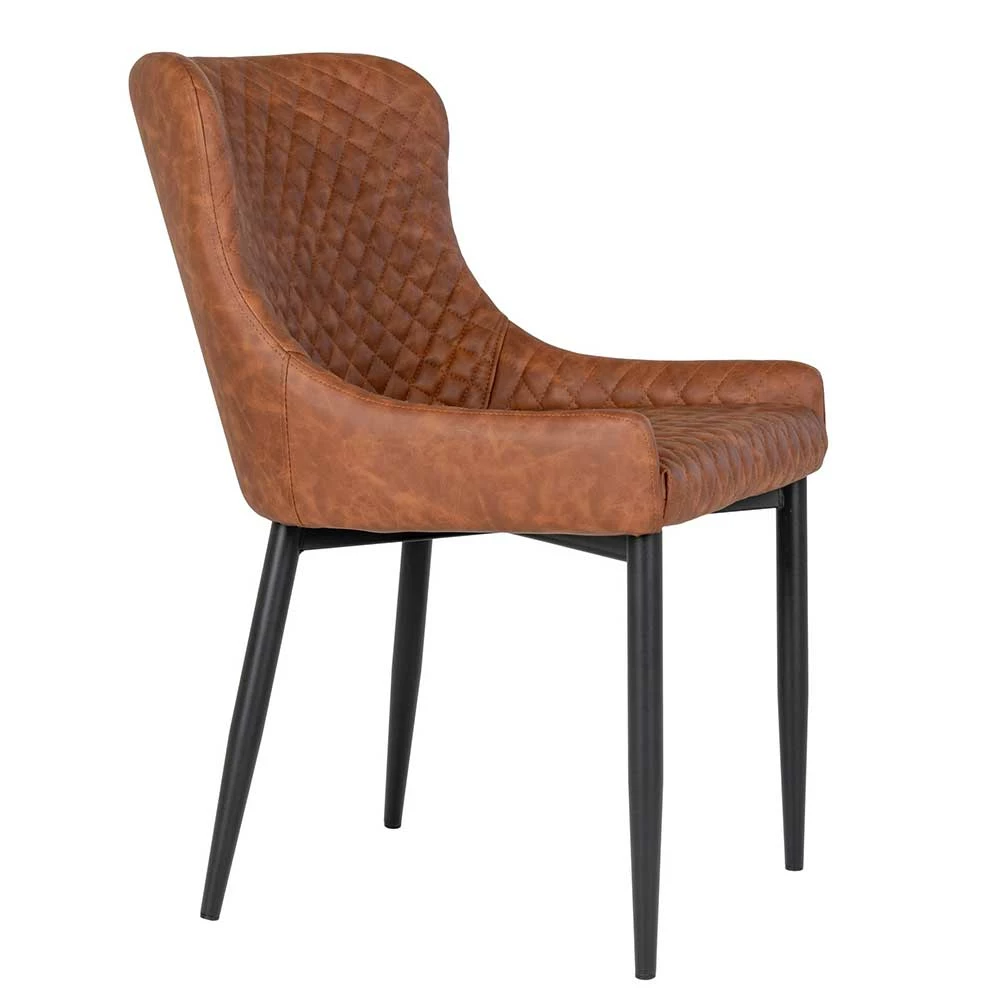Moderner Polsterstuhl In Cognac Braun Kunstleder - Mikey - Image 3