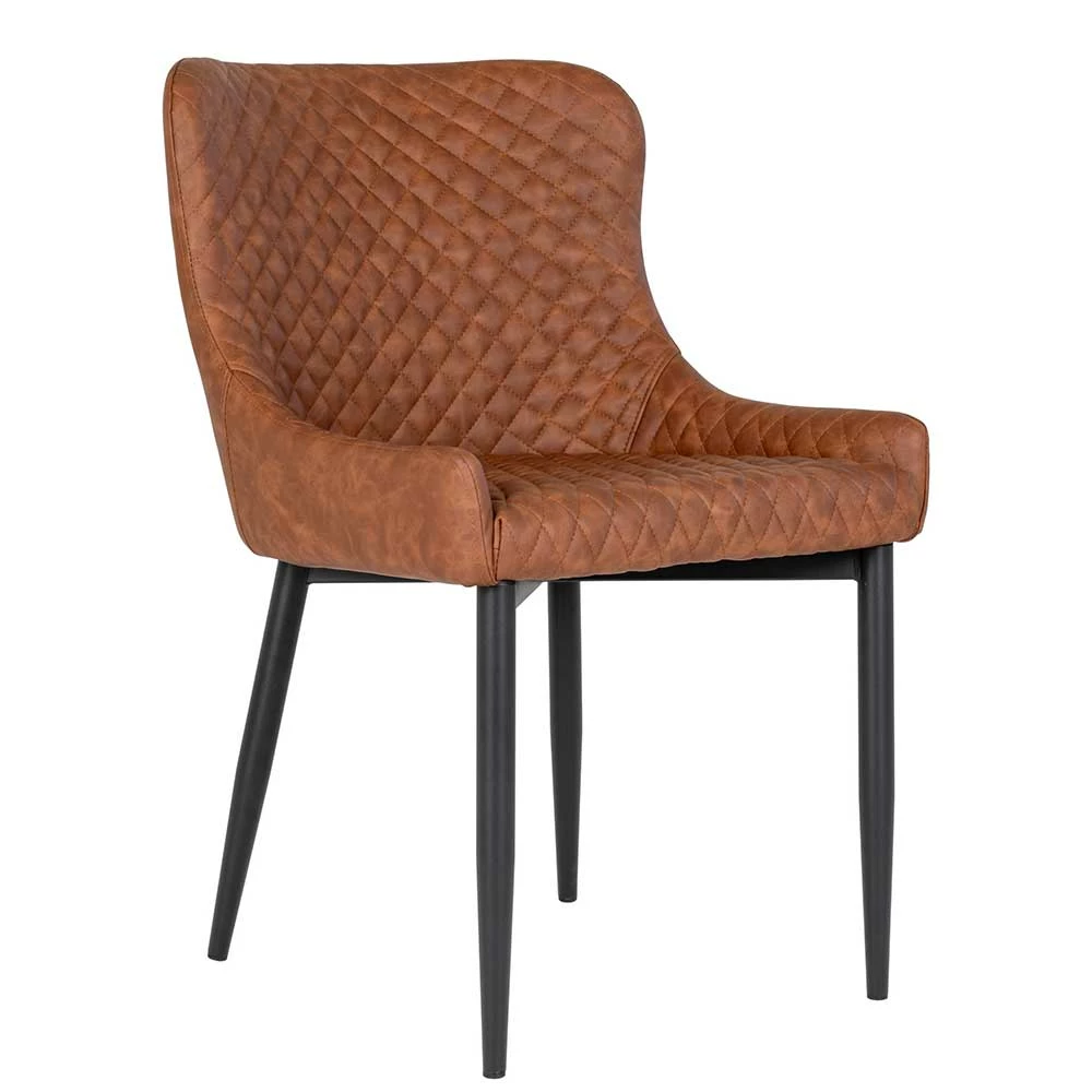 Moderner Polsterstuhl In Cognac Braun Kunstleder - Mikey