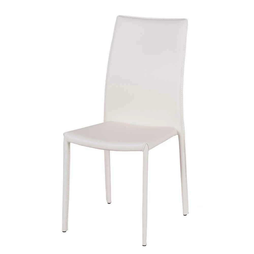 Moderner Stapelstuhl In Weiß Lorca Aus Metall (4er Set)