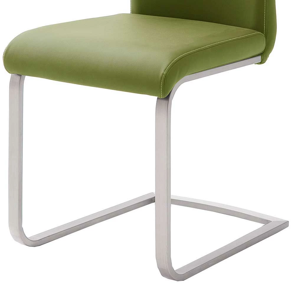 Olivgrüner Esszimmerstuhl Freischwinger Cora Mit Kunstleder (4er Set) - Image 3