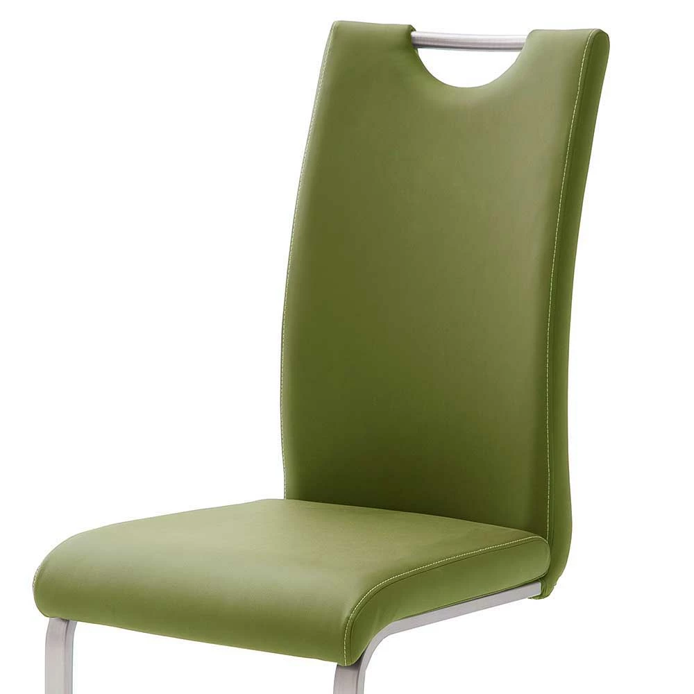 Olivgrüner Esszimmerstuhl Freischwinger Cora Mit Kunstleder (4er Set) - Image 4