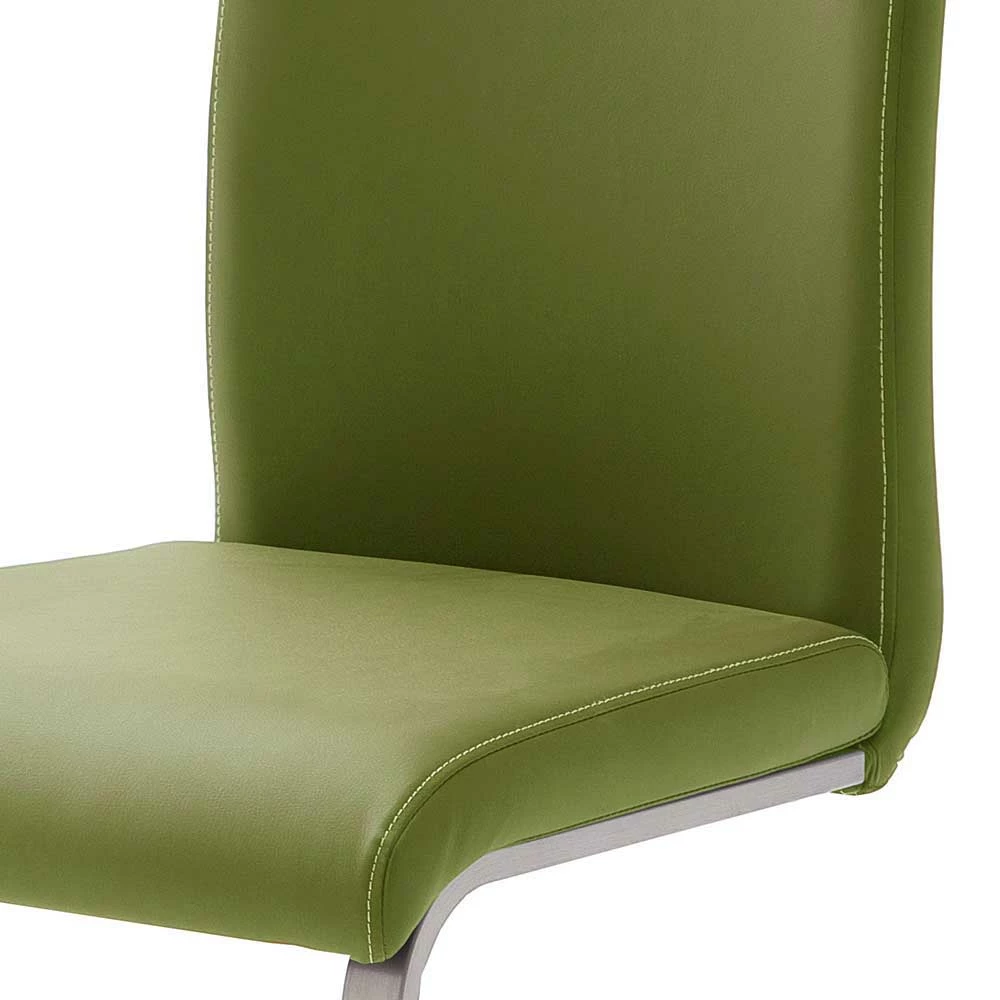 Olivgrüner Esszimmerstuhl Freischwinger Cora Mit Kunstleder (4er Set) - Image 5
