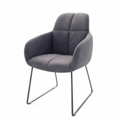 Polstersessel Mit Edelstahl Gestell Anthrazit Cranoz & Kunstleder Grau (2er Set)