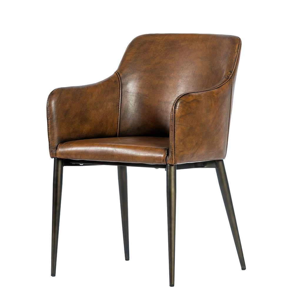 Retro Armlehnenstuhl Aus Braunem Kunstleder - Fulivia - Image 2
