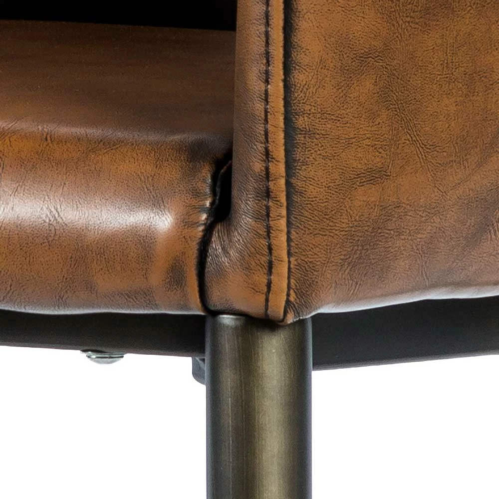 Retro Armlehnenstuhl Aus Braunem Kunstleder - Fulivia - Image 5