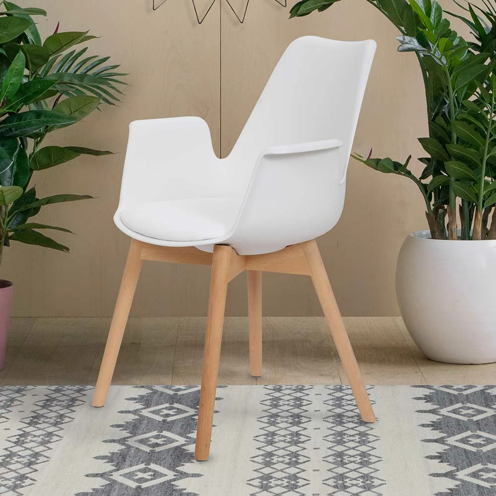 Retro Armlehnstühle In Weiß & Buche - Siotra (2er Set) - Image 3