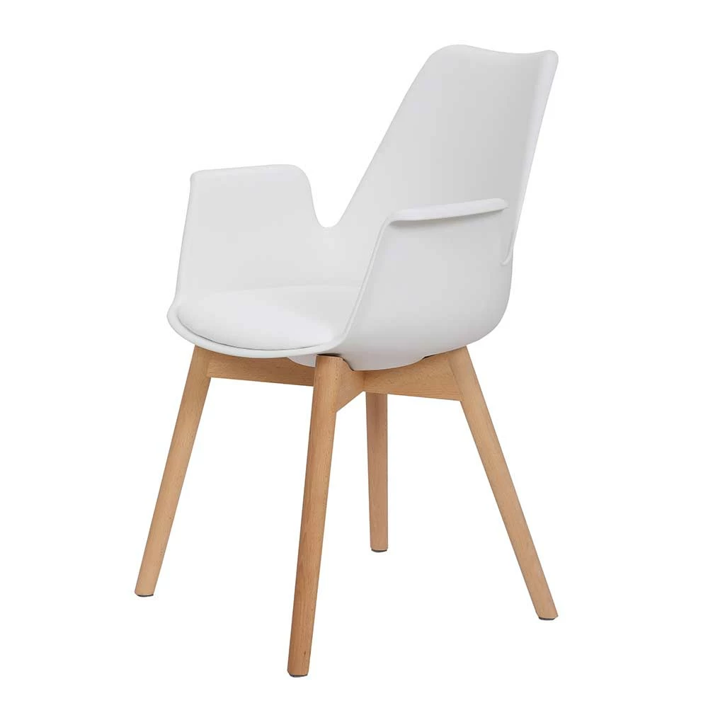 Retro Armlehnstühle In Weiß & Buche - Siotra (2er Set)