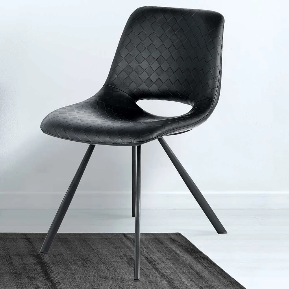 Retro Kunstlederstuhl In Schwarz - Barossio (2er Set) - Image 2