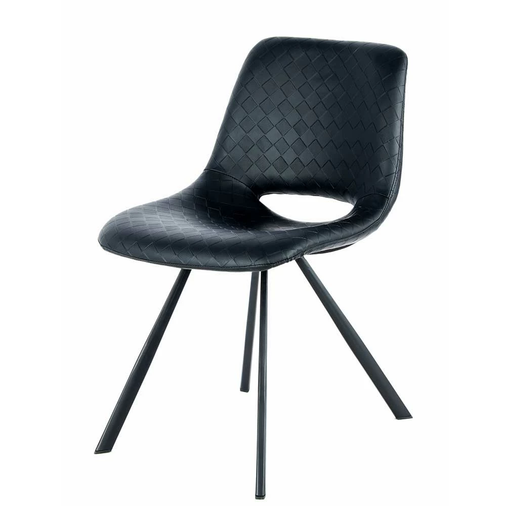 Retro Kunstlederstuhl In Schwarz - Barossio (2er Set)