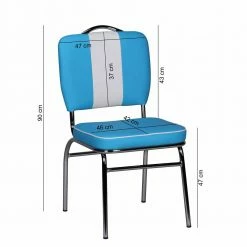 Retro Polsterstuhl Reflecta Mit Kunstleder Und Chrom -Malott-Shop retro polsterstuhl kunstleder und chrom blau und weiss reflecta 02