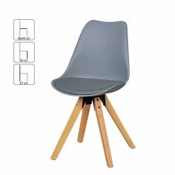 Retro Stühle Tadella In Grau Mit Holz (2er Set) -Malott-Shop retro stuehle grau mit holz schalenfoermiger sitz tadella 02