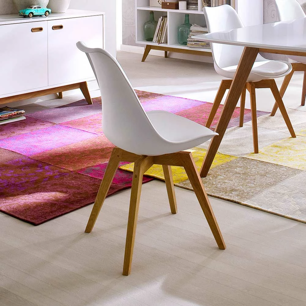 Retro Stuhl Vanity In Weiß Eiche (2er Set) - Image 3