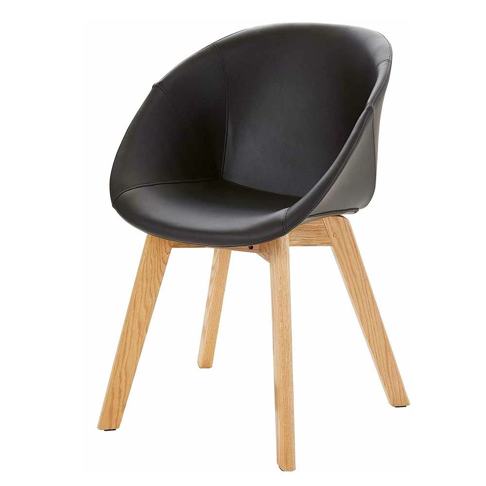 Scandi Designstühle mit Armlehnen - Tramos (2er Set) Scandi Designstühle Mit Armlehnen - Tramos (2er Set) -Malott-Shop scandi designstuehle mit armlehnen in schwarz kunstleder eiche holz tramos f