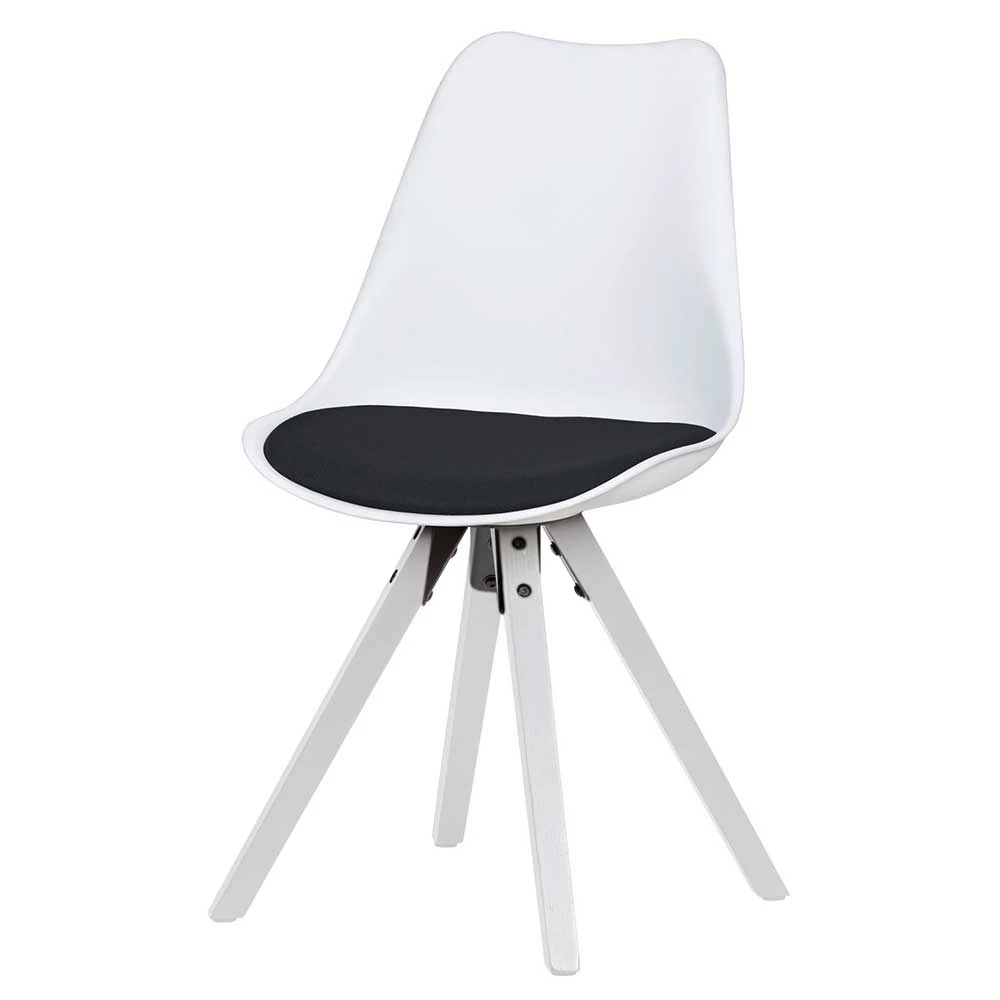 Schalenstühle In Weiß Mit Schwarz - Zytona (2er Set)