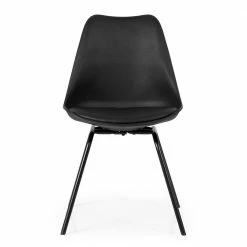 Schalenstühle Mit Kunstleder In Schwarz - Kwesina (4er Set) -Malott-Shop schalenstuehle mit kunstleder in schwarz metallgestell kwesina 02