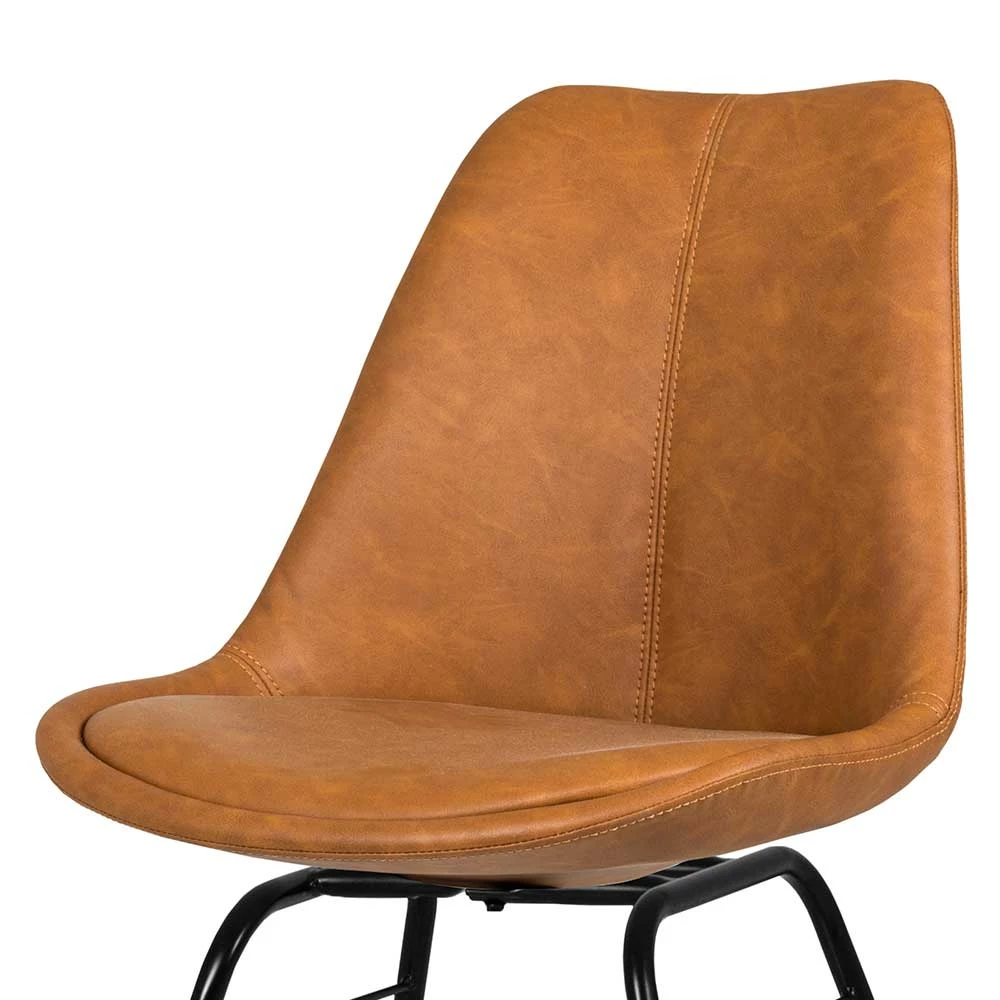 Schalenstuhl Mit Kunstleder In Cognac Braun - Hanyas (2er Set) - Image 3