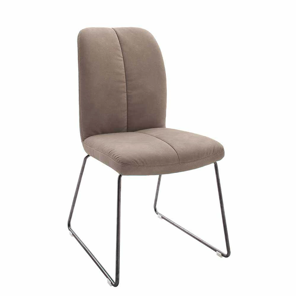 Schlammfarbener Polsterstuhl Kunstleder Lil Mit Edelstahlkufen In Anthrazit (2er Set) - Image 2