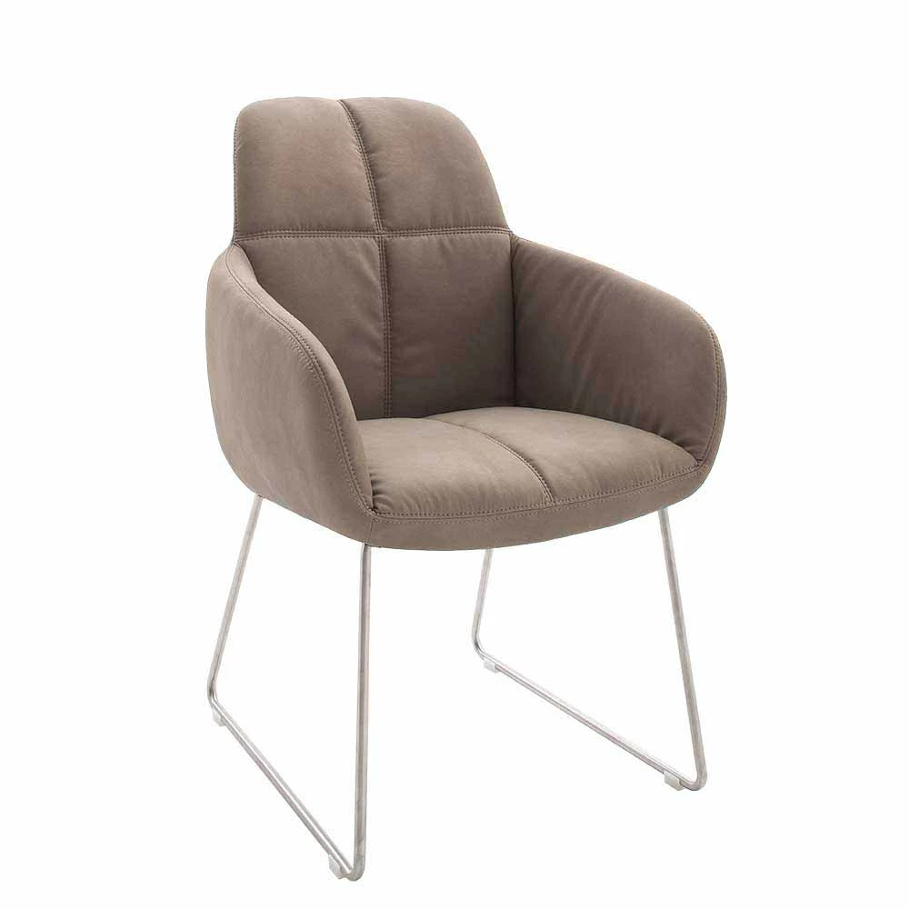 Schlammfarbener Polsterstuhl Mit Armlehnen Piepona Aus Kunstleder (2er Set) - Image 2