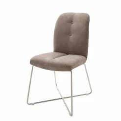 Schlammfarbener Stuhl Mit Kunstleder Owiconta Auf Edelstahl X-Fuß (2er Set)