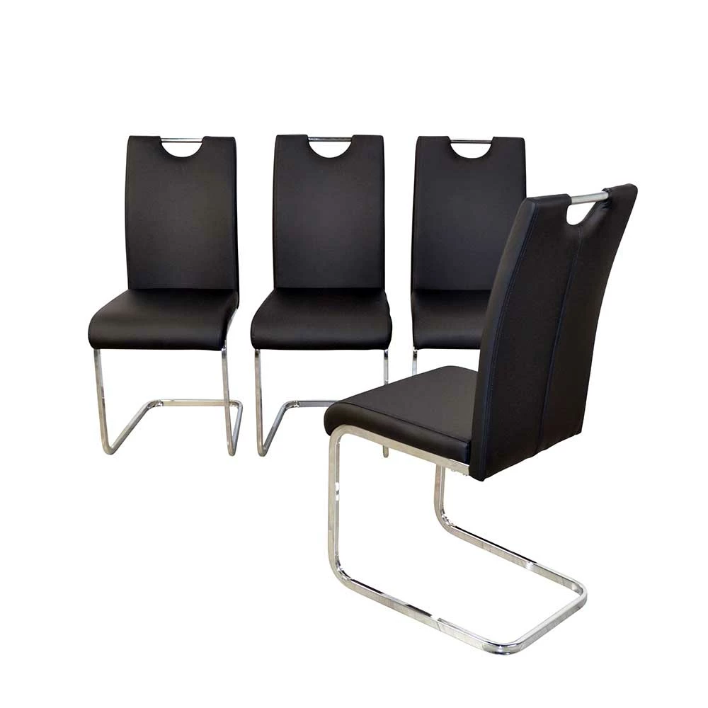 Schwarze Kunstleder Stühle Mit Schwinggestell - Taranta (4er Set) - Image 4