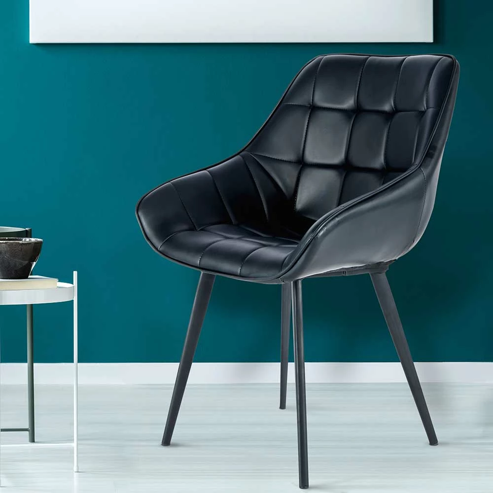 Schwarzer Esstisch Sessel Aus Kunstleder - Girovi (2er Set) - Image 2