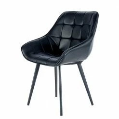 Schwarzer Esstisch Sessel Aus Kunstleder - Girovi (2er Set)