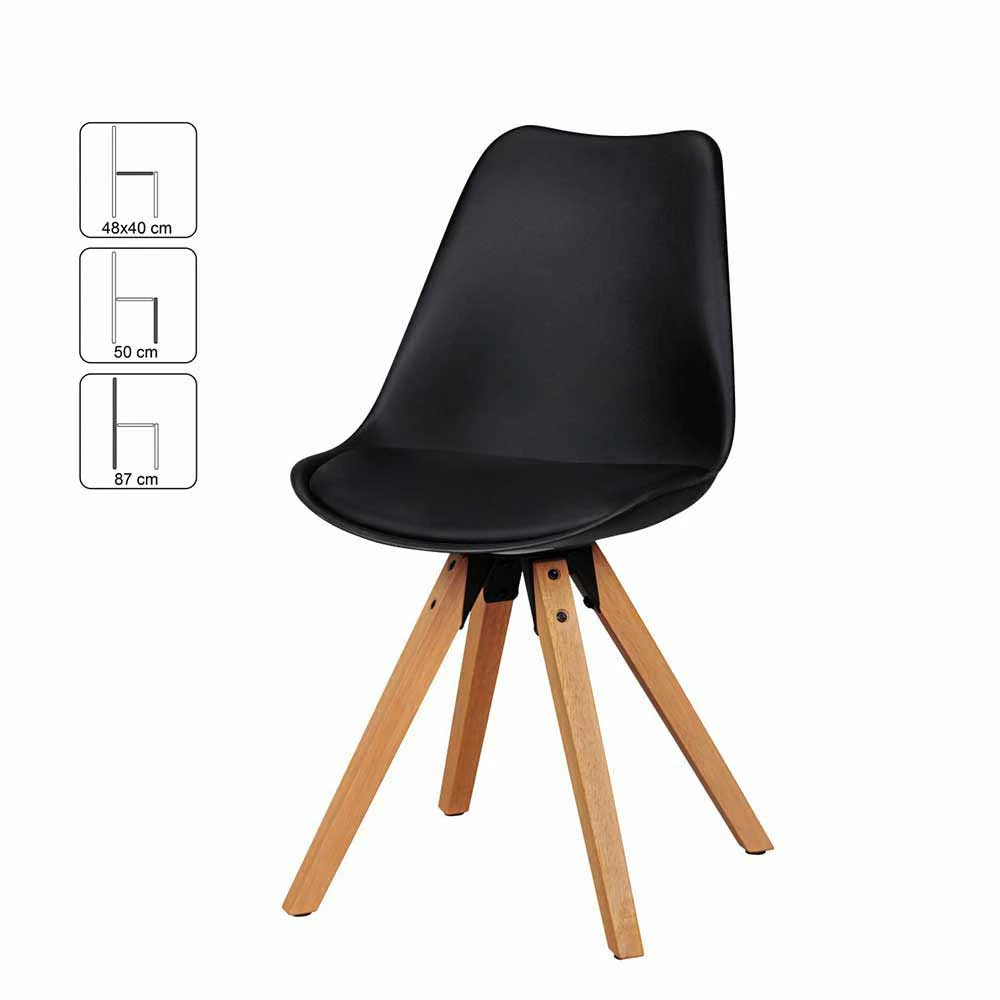 Schwarzer Schalenstuhl Montes Im Retro Design (2er Set) - Image 3