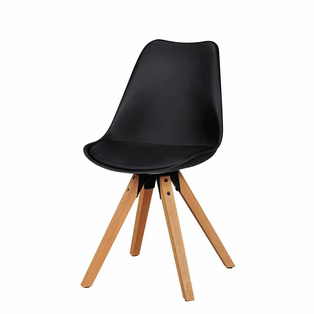 Schwarzer Schalenstuhl Montes Im Retro Design (2er Set)