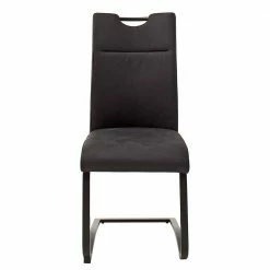 Schwingstühle Aus Echtleder Anthrazit - Xeny (2er Set) -Malott-Shop schwingstuehle aus echtleder anthrazit und metall schwarz xeny 02