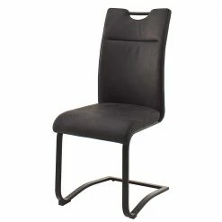 Schwingstühle Aus Echtleder Anthrazit - Xeny (2er Set)