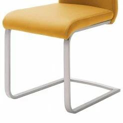 Schwingstuhl In Curry Gelb Kunstleder Ericova Mit Edelstahl Gestell (4er Set) -Malott-Shop schwingstuhl in curry gelb kunstleder mit edelstahl gestell ericova 02