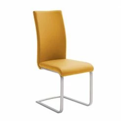 Schwingstuhl In Curry Gelb Kunstleder Ericova Mit Edelstahl Gestell (4er Set)