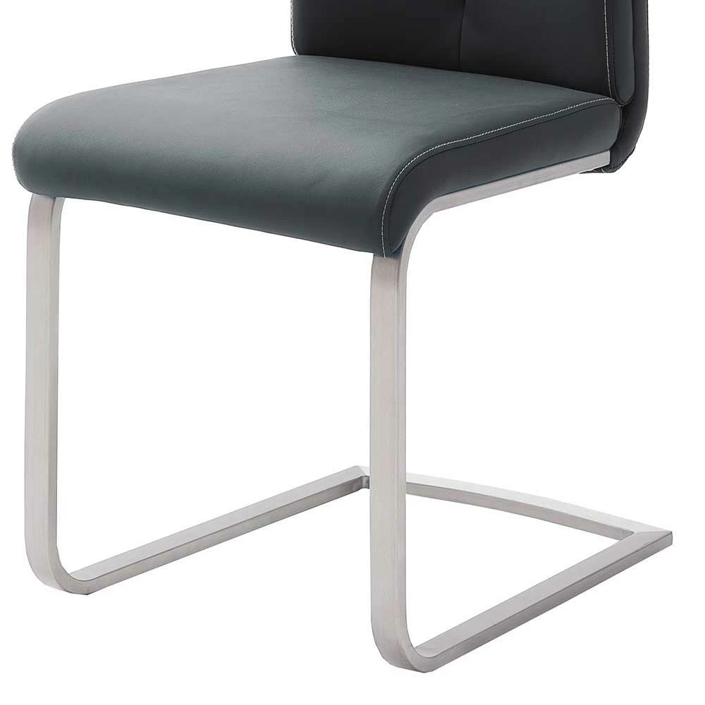 Schwingstuhl Mit Edelstahl Claudio & Kunstleder Schwarz (4er Set) - Image 3