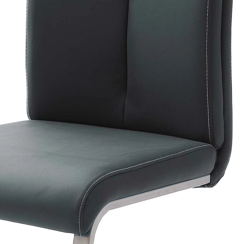 Schwingstuhl Mit Edelstahl Claudio & Kunstleder Schwarz (4er Set) - Image 5