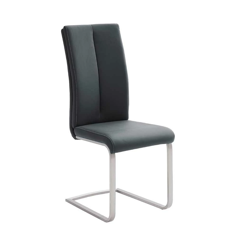 Schwingstuhl Mit Edelstahl Claudio & Kunstleder Schwarz (4er Set)