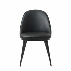 Skandi Polsterstuhl Aus Kunstleder In Schwarz - Yonella -Malott-Shop skandi polsterstuhl aus kunstleder in schwarz mit gestell aus metall yonella 02